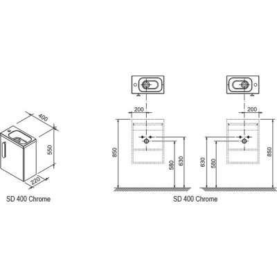 Двері для шафки під умивальник SD 400 L CHROME, RAVAK