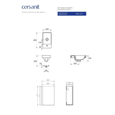Сет B09 Moduo 40 сірий Cersanit Сет B09 Moduo 40 сірий Cersanit