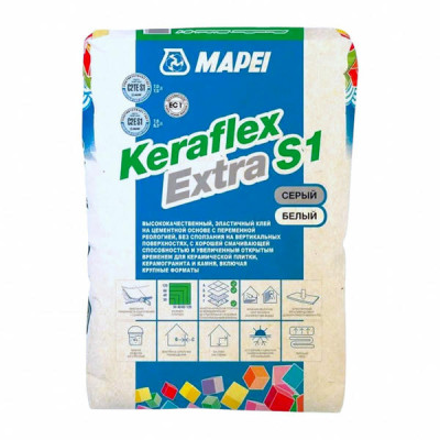 Цементний еластичний клей Mapei Keraflex Extra S1 White 23 кг (094081023W)