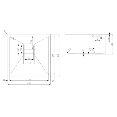 Нерж. мийка Quadro 44 Celldecor Nano Graphite Нерж. мийка Quadro 44 Celldecor Nano Graphite