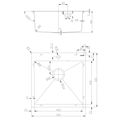 Нерж. мийка BR 50x50 CELLDECOR Нерж. мийка BR 50x50 CELLDECOR