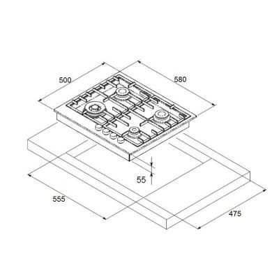 Газова панель FHGR 2744 VGHT Antracit Газова панель FHGR 2744 VGHT Antracit