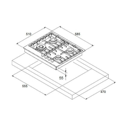 Газова панель FHG 1044 VGHT2 White Glass Газова панель FHG 1044 VGHT2 White Glass