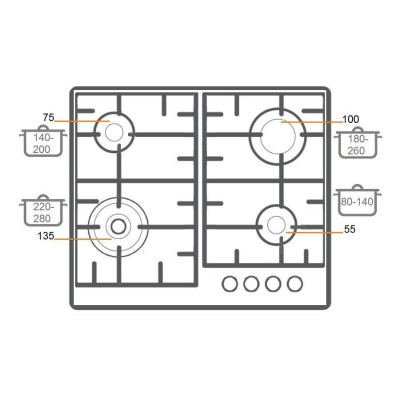 Газова панель FHGR 2744 VGHT Burgundy