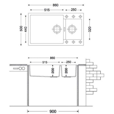 Гранитная мойка Quadro 86x50x15 Espresso Гранитная мойка Quadro 86x50x15 Espresso