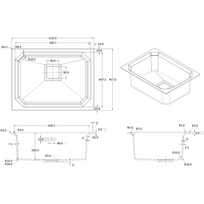 Гранітна мийка Crystal 61x46 Antracit Гранітна мийка Crystal 61x46 Antracit