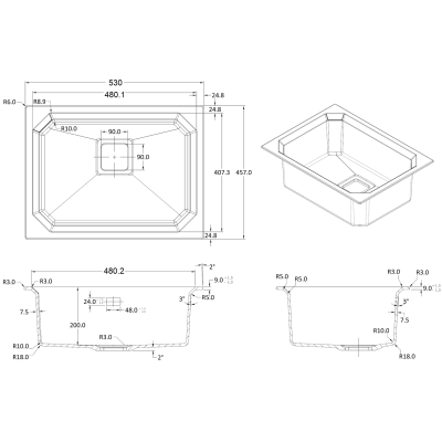 Гранітна мийка Crystal 53x46 Antracit Гранітна мийка Crystal 53x46 Antracit