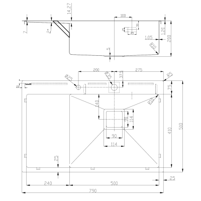 Нерж. мийка TOP 79 XL Right (79x51) 1,20 мм Нерж. мийка TOP 79 XL Right (79x51) 1,20 мм