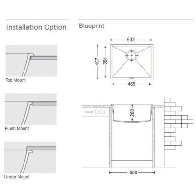 Гранитная мойка Quadro 53x46 Grey Metallic Гранитная мойка Quadro 53x46 Grey Metallic