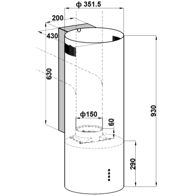 Вытяжка Cylindra 35 Silent Black Вытяжка Cylindra 35 Silent Black