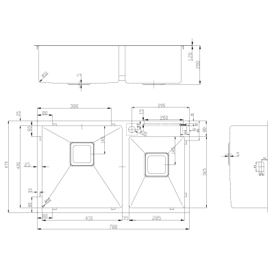 Нерж. мийка TOP 78x2 (78x49) 1,20 мм Нерж. мийка TOP 78x2 (78x49) 1,20 мм