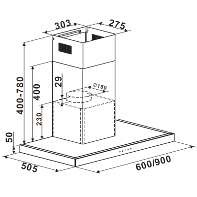 Вытяжка Linea 90 Silent Inox Вытяжка Linea 90 Silent Inox