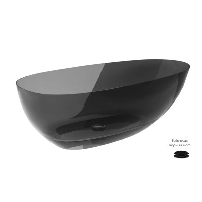 Ванна свободностоящая XARA 160х75 Carbon Grey, с сифоном клик-клак черный