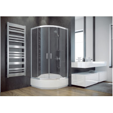 Кабина полукруглая MODERN 90x90x165 универсальная: стекло прозрачное, профиль хромированный