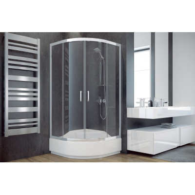 Кабина полукруглая MODERN 90x90x165 универсальная: стекло grigio, профиль хромированный