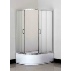 Кабіна душова півкругла 1115R-F-ECO з піддоном 40 см 115х85х195 скло Fabric, профіль хром