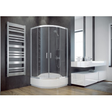 Кабина полукруглая MODERN 80x80x165 универсальная: стекло прозрачное, профиль хромированный