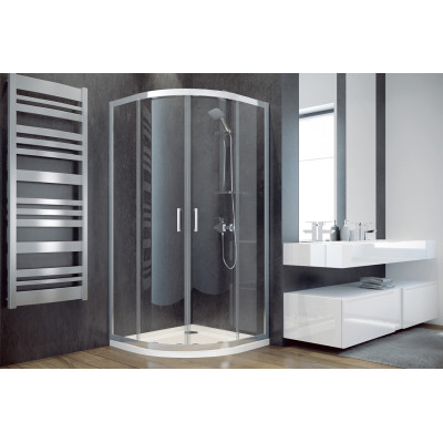 Кабина полукруглая MODERN 90x90x185 универсальная: стекло mrozone, профиль хромированный