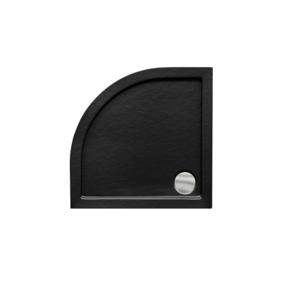 Полукруглый поддон ARON Slimline Stone Effect 90x90 черный мат