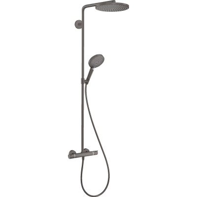 Душова система Raindance S 240 Showerpipe PowderRain 1jetP з термостатом Brushed Black Chrome (27633340)
