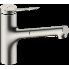 Змішувач Zesis M33 150 2jet кухонний з витяжним виливом sBox Lite (74803800) Stainless Steel Finish