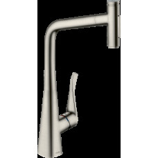 Змішувач Metris Select 320 2jet кухонний з витяжним виливом Sbox (73816800) Stainless Steel