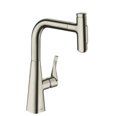 Змішувач Metris Select 240 2jet кухонний з витяжним виливом Sbox (73817800) Stainless Steel Finish
