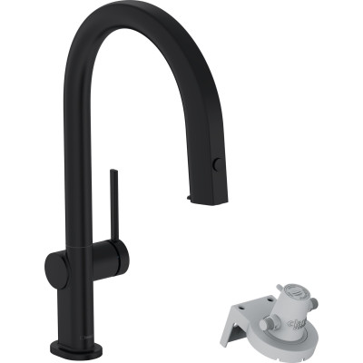 Змішувач Aqittura M91 FilterSystem 210 1jet pull-out кухонний (76803670) Matt Black