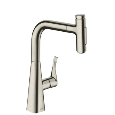 Змішувач Metris Select 240 2jet кухонний з витяжним виливом (73822800) Stainless Steel Finish