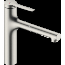 Змішувач Zesis M33 160 2jet кухонний з витяжним виливом sBox Lite (74804800) Stainless Steel Finish