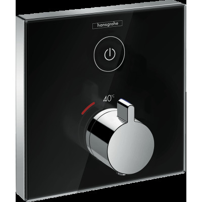 Термостат скрытого монтажа ShowerSelect Glass на 1 клавишу, черный/хром (15737600)