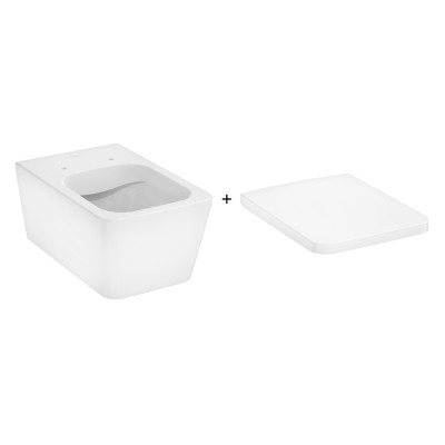 Унитаз подвесной EluPura Q 540 мм AquaFall Flush 60194450 + сиденье soft close 60150450