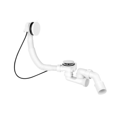 Сифон для ванны SLIM полуавтомат. N-образный, с ревизией, белый MP31SSF-WHBR