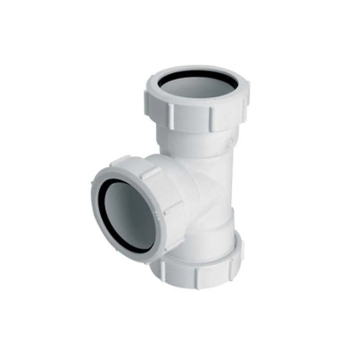 Тройник пластиковый d50 с гайками, 50E-WH