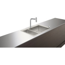 Кухонна мийка C71-F655-09 Сombi 755x500 на дві чаші 180/450 зі змішувачем 2Jet Sbox, Chrome (43206000)