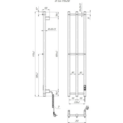 Електрична рушникосушарка HF Slim 1170х250 Електрична рушникосушарка HF Slim 1170х250