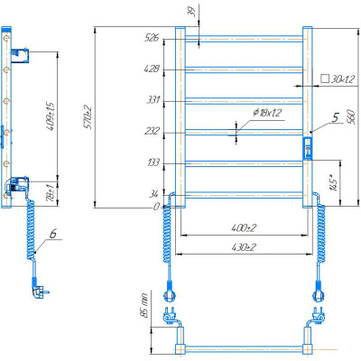 Електрична рушникосушарка HF Leeds 570x430 білий мат