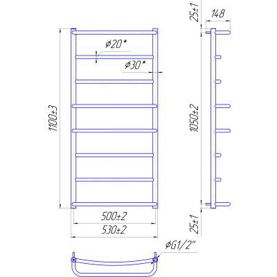 Водяна рушникосушарка Люкс HP 1100x530/500 Водяна рушникосушарка Люкс HP 1100x530/500