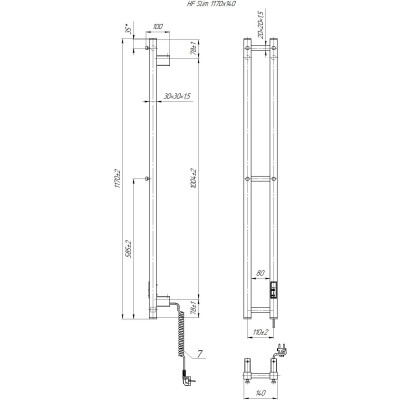 Электрический полотенцесушитель HF Slim 1170х140