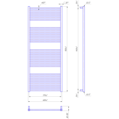 Водяной полотенцесушитель Гера 1500x600/570