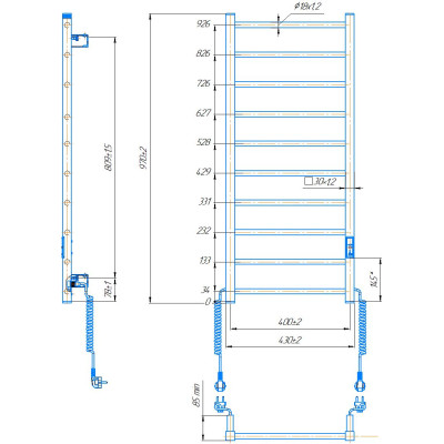 Електрична рушникосушарка HF Leeds 970x430 білий мат Електрична рушникосушарка HF Leeds 970x430 білий мат