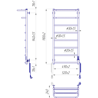 Електрична рушникосушарка Hotel-I 1090х530 TR K таймер-регулятор Електрична рушникосушарка Hotel-I 1090х530 TR K таймер-регулятор