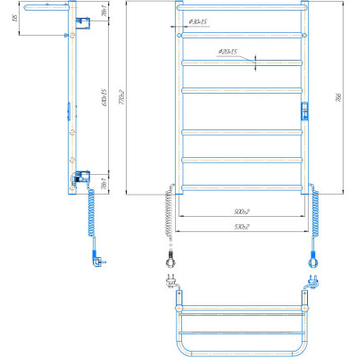 Электрический полотенцесушитель Home-I 770х530/240 TR К Электрический полотенцесушитель Home-I 770х530/240 TR К