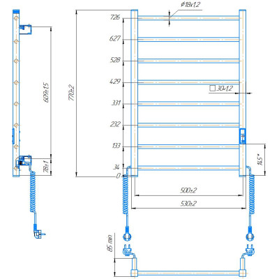 Електрична рушникосушарка HF Leeds 770x530 білий мат Електрична рушникосушарка HF Leeds 770x530 білий мат