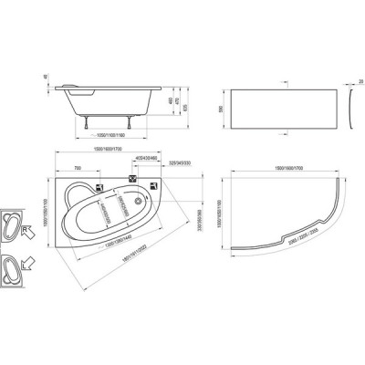 Панель для ванны правая ASYMMETRIC II 150 R, RAVAK Панель для ванны правая ASYMMETRIC II 150 R, RAVAK