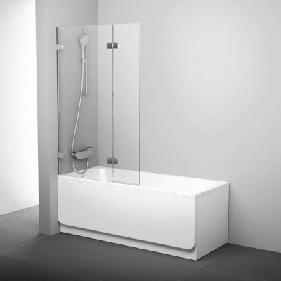 Шторка для ванны двухэлементная BVS2-100 L Transparent, RAVAK