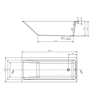 Ванна прямокутна Crea 180x80, Cersanit Ванна прямокутна Crea 180x80, Cersanit