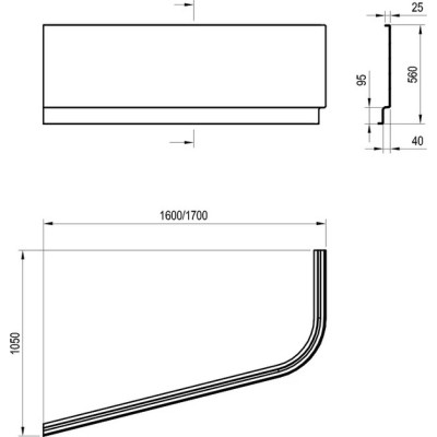 Панель для ванны правая CHROME 170x105, RAVAK Панель для ванны правая CHROME 170x105, RAVAK