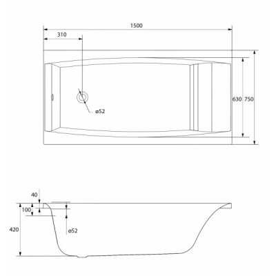 Ванна прямоугольная Virgo 150x75, Cersanit Ванна прямоугольная Virgo 150x75, Cersanit