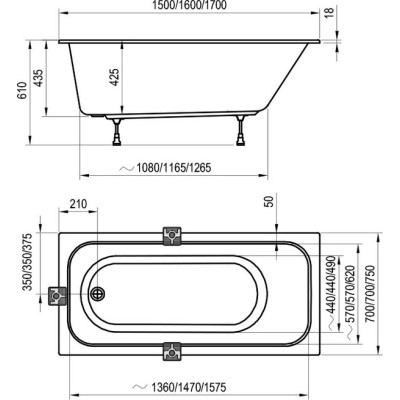 Ванна прямокутна Chrome Slim 160x70 RAVAK Ванна прямокутна Chrome Slim 160x70 RAVAK